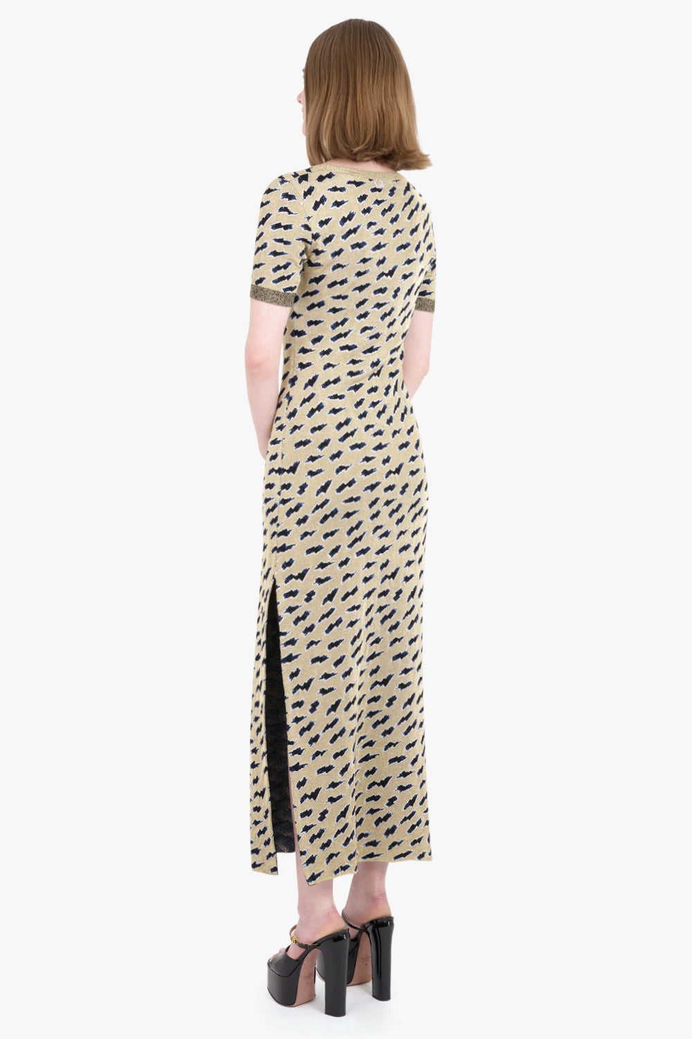 RABANNE RTW Printed Short Sleeve Maxi Dress | Mini Yellow Flash