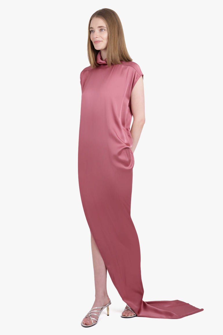 RICK OWENS RTW Abito S/S Edfu T Maxi Split Silky Dress | Thulian Pink