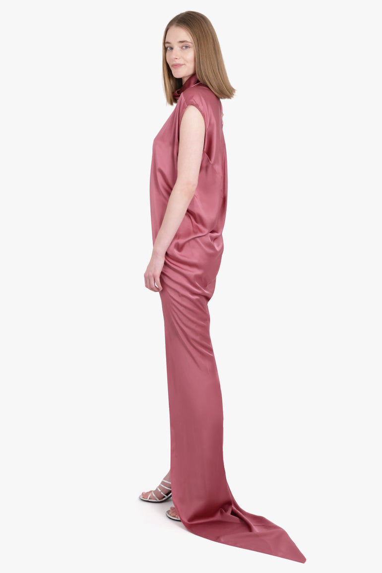 RICK OWENS RTW Abito S/S Edfu T Maxi Split Silky Dress | Thulian Pink