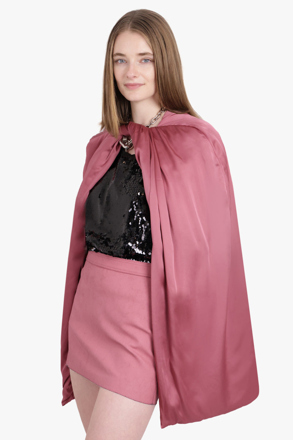 RICK OWENS RTW Cappa Imbottita Cape Jacket | Thulian Pink