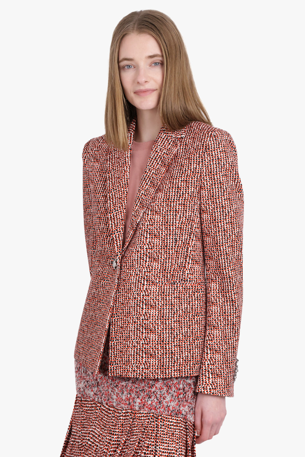 RABANNE RTW PRINTED BLAZER | RED / BLACK DOTS