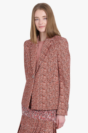 RABANNE RTW PRINTED BLAZER | RED / BLACK DOTS