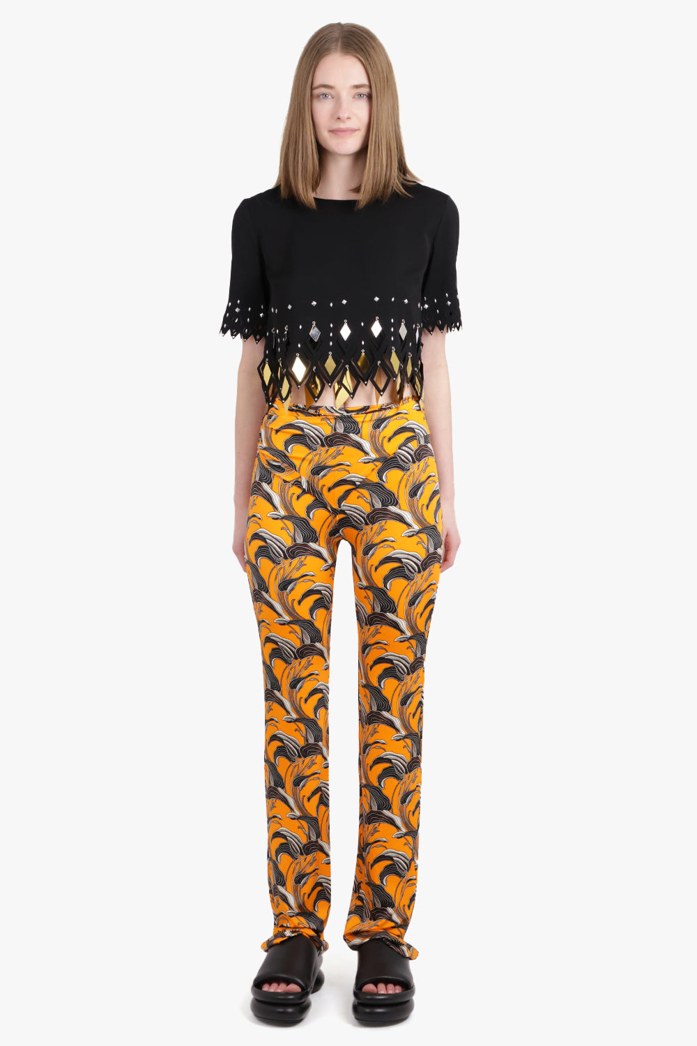 RABANNE RTW PRINTED FLORAL TIE WAIST PANTS | LILY FLOWERS