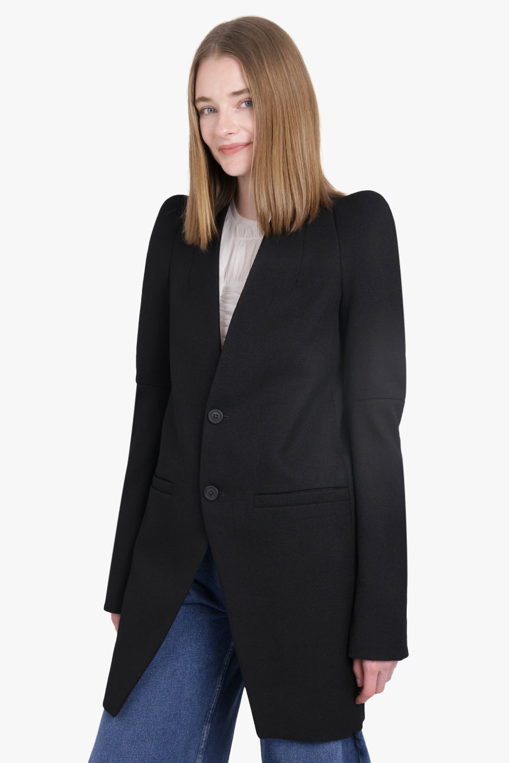 RICK OWENS RTW Giacca Metro Single Breasted Blazer | Black