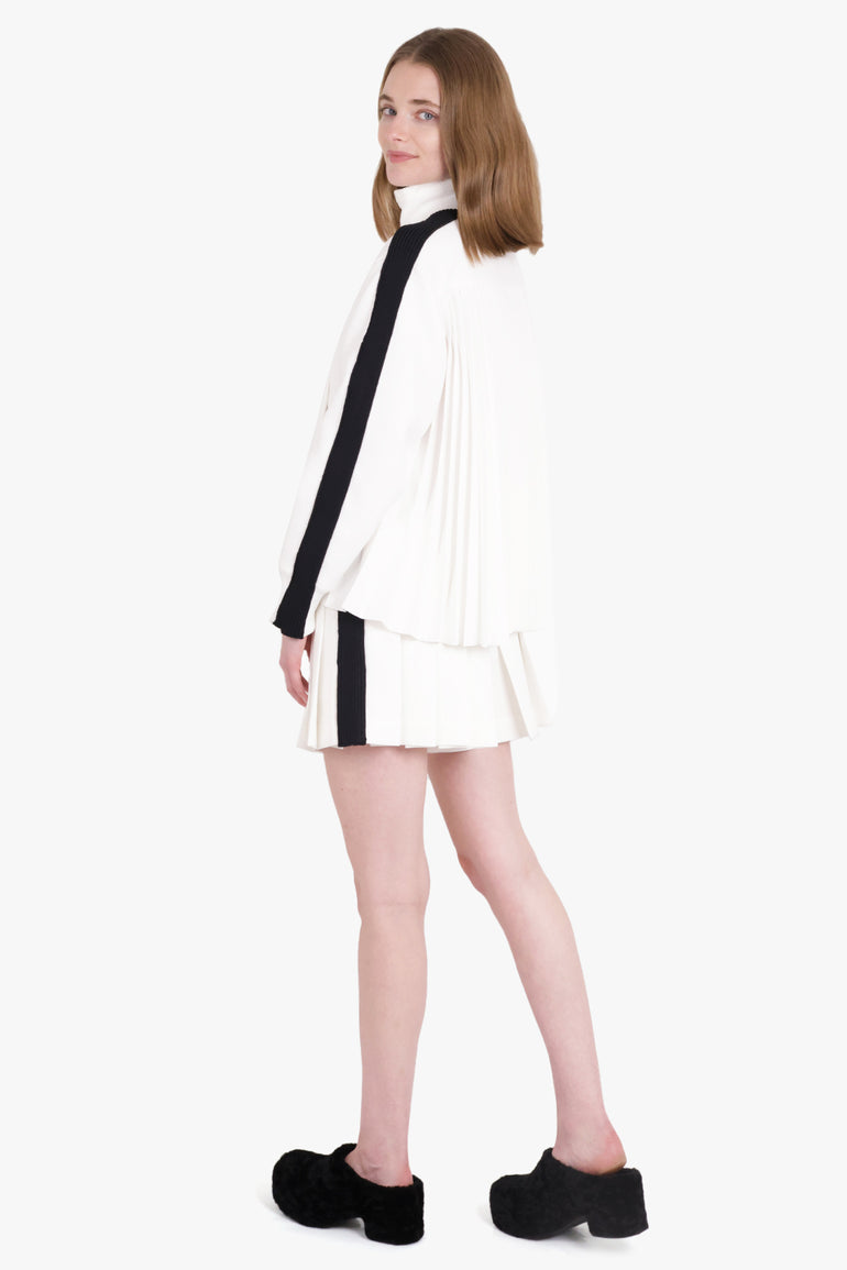 SACAI RTW Drawstring Side Panel Pleated Short | White/Black