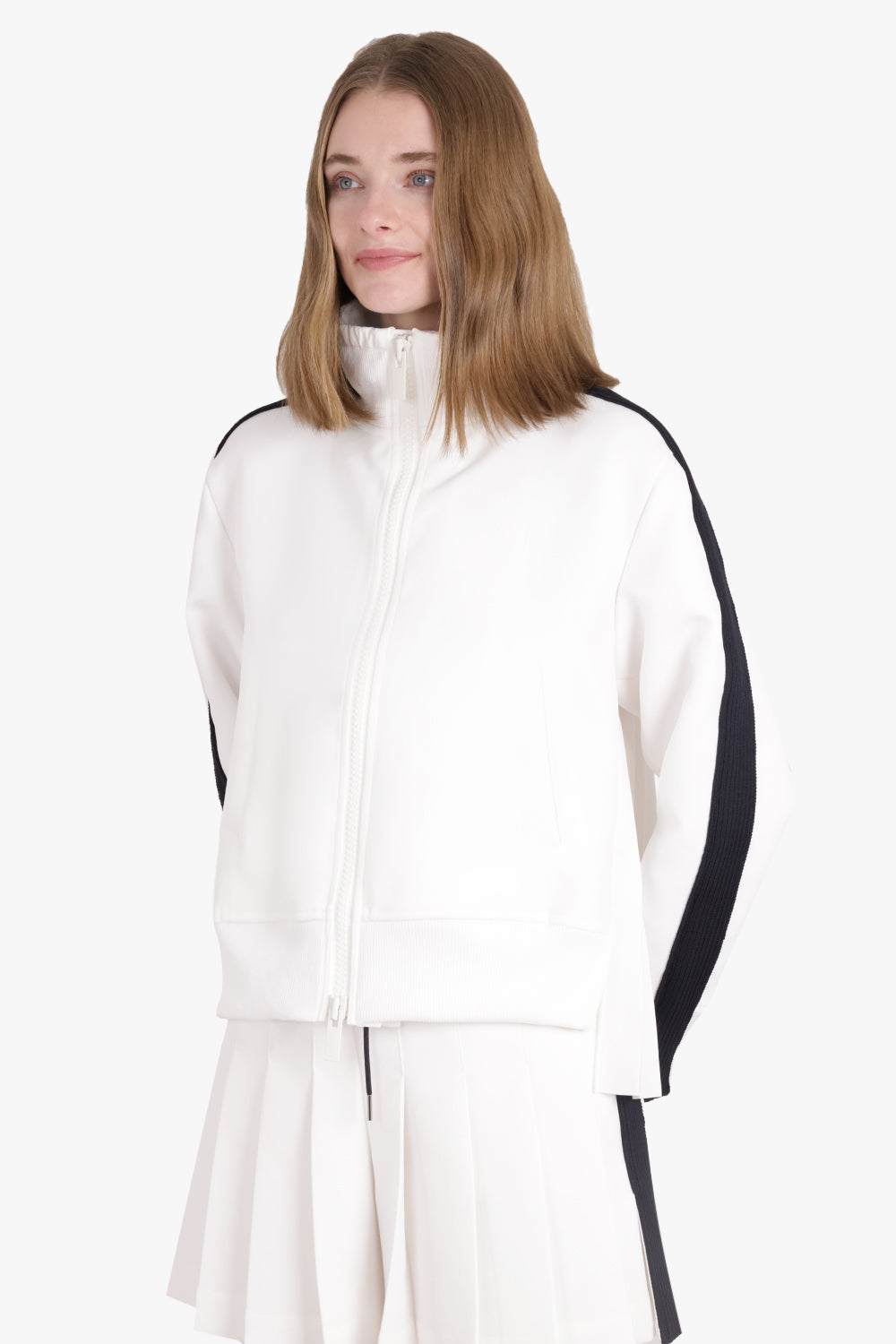 SACAI RTW Panel L/S Sports Jacket With Back Pleats | Off White/Black