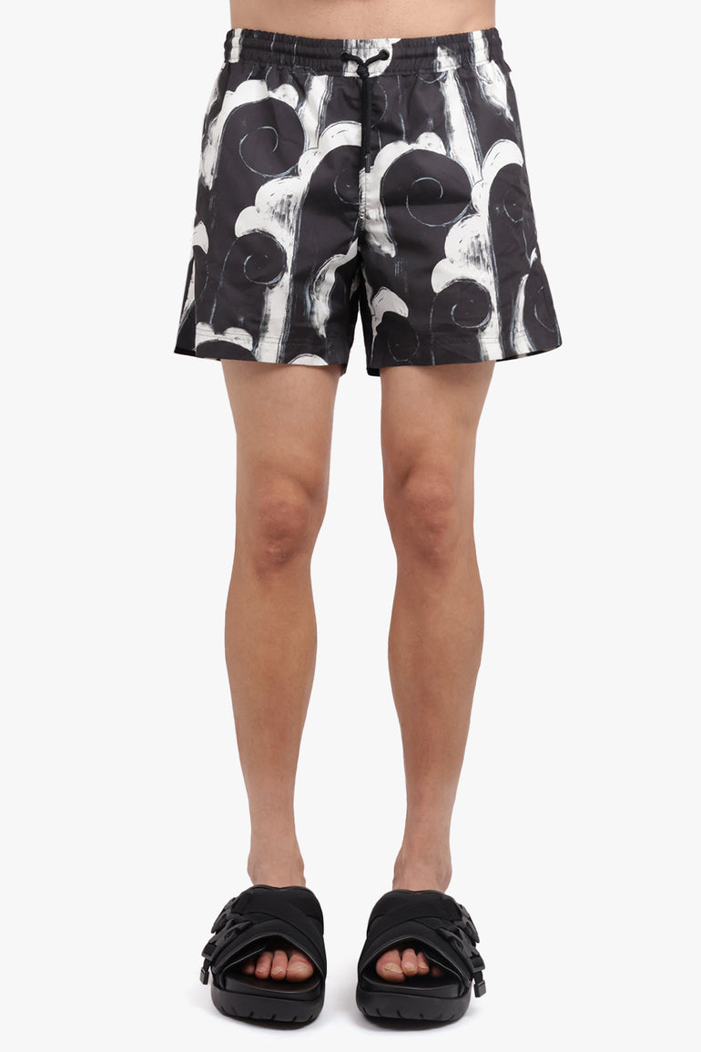 COMMAS RTW Asbtract Print Swim Short | Black/White