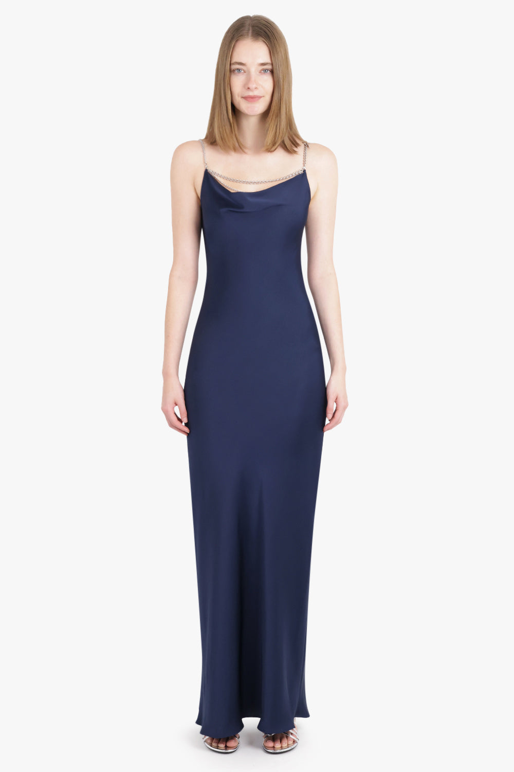 RABANNE RTW Chain Detail S/Less Maxi Dress | Deep Navy