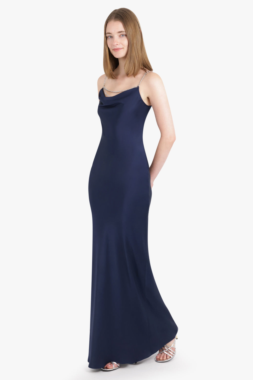 RABANNE RTW Chain Detail S/Less Maxi Dress | Deep Navy