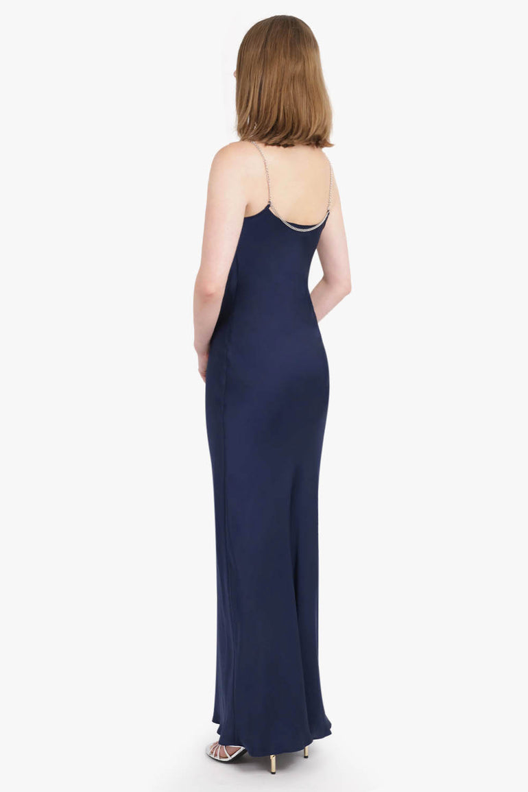 RABANNE RTW Chain Detail S/Less Maxi Dress | Deep Navy