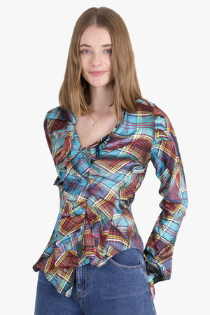 Drunken Tartan Print L/S Shirt | Multi