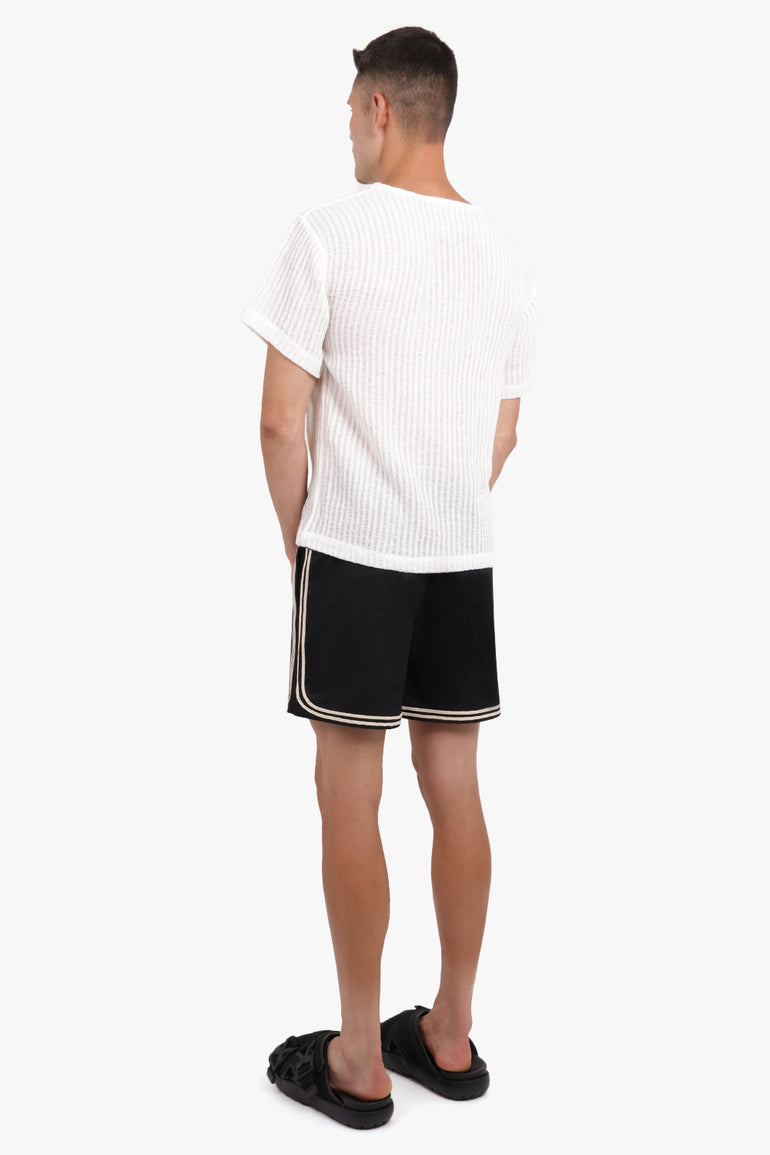 COMMAS RTW Sheer Stripe Crewneck S/S T-Shirt | White