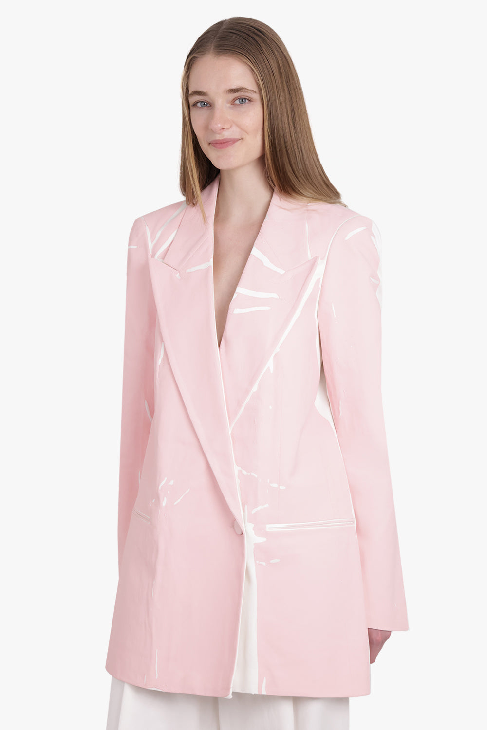 DRIES VAN NOTEN RTW Blink Single Breasted Trim Detail Blazer | White