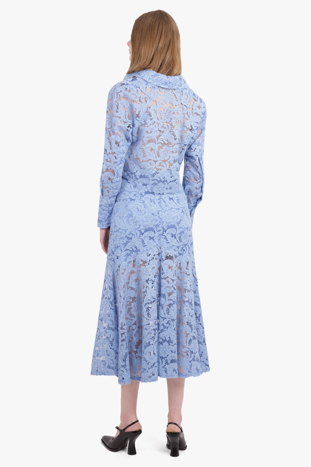 PATOU RTW Lace Midi Peplum Skirt | Airy Blue