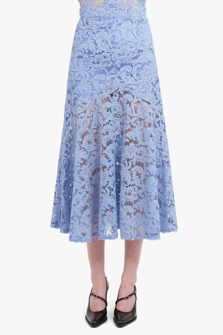 PATOU RTW Lace Midi Peplum Skirt | Airy Blue