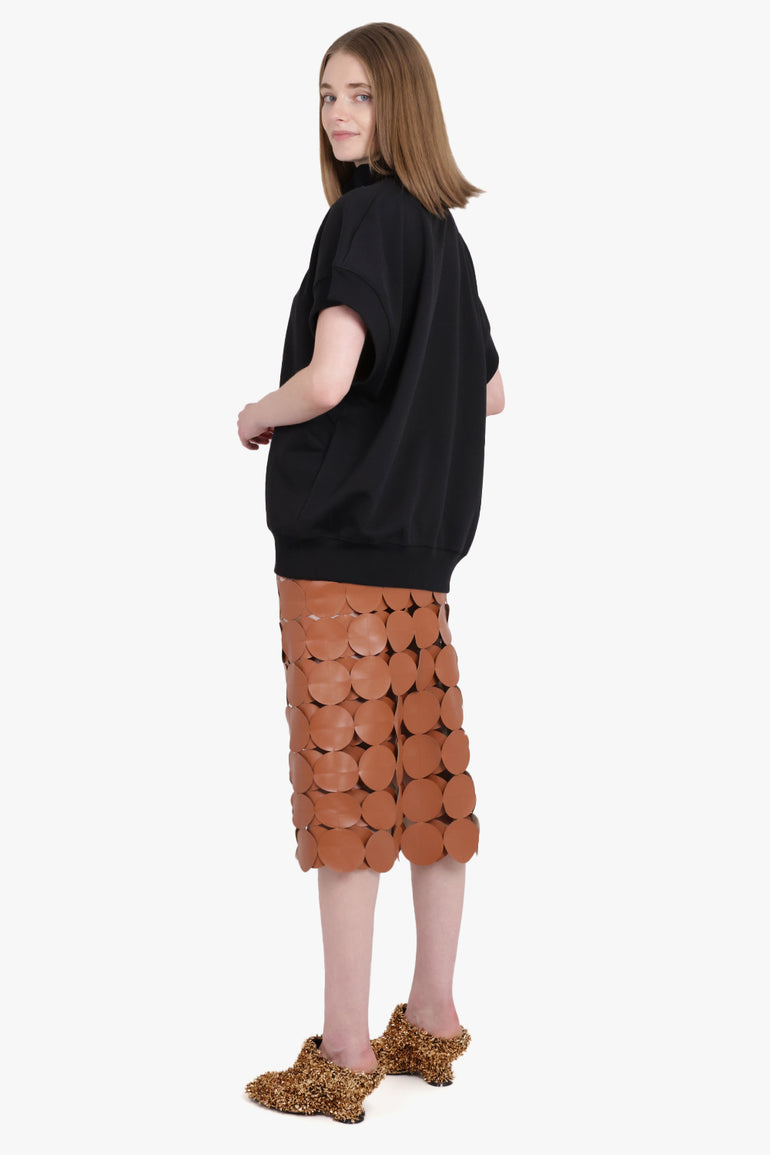 AWAKE MODE RTW Multi Circle Leather Midi Skirt | Brick Brown