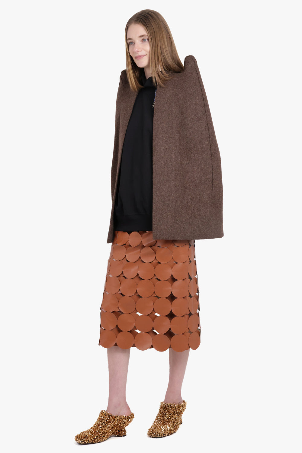 RICK OWENS RTW Cappa Shoulder Detail Cape Jacket | Brown