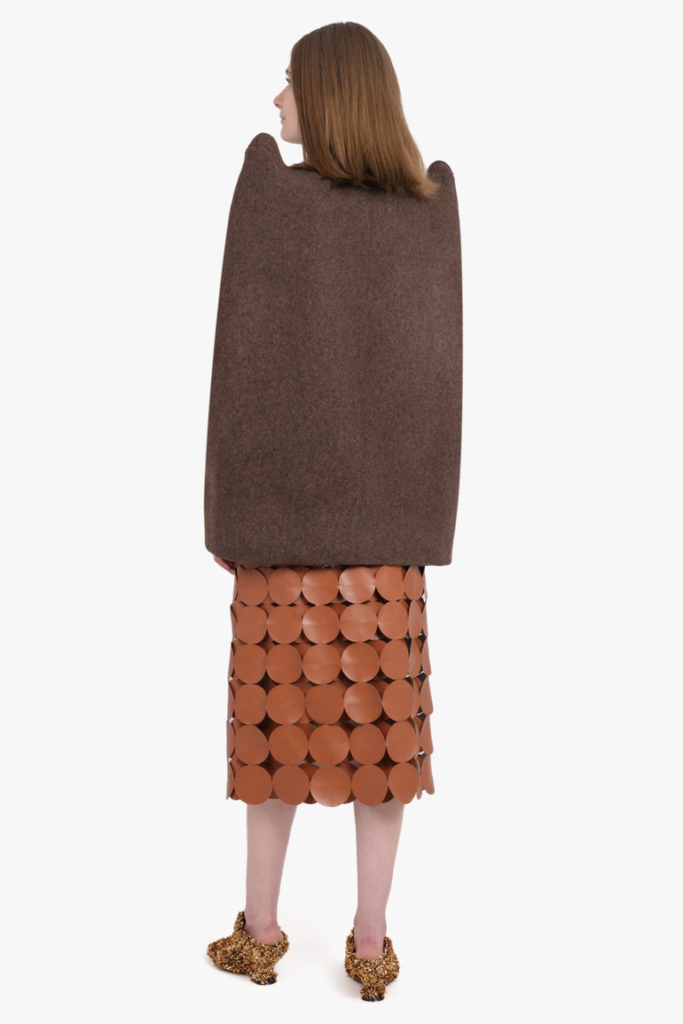 RICK OWENS RTW Cappa Shoulder Detail Cape Jacket | Brown