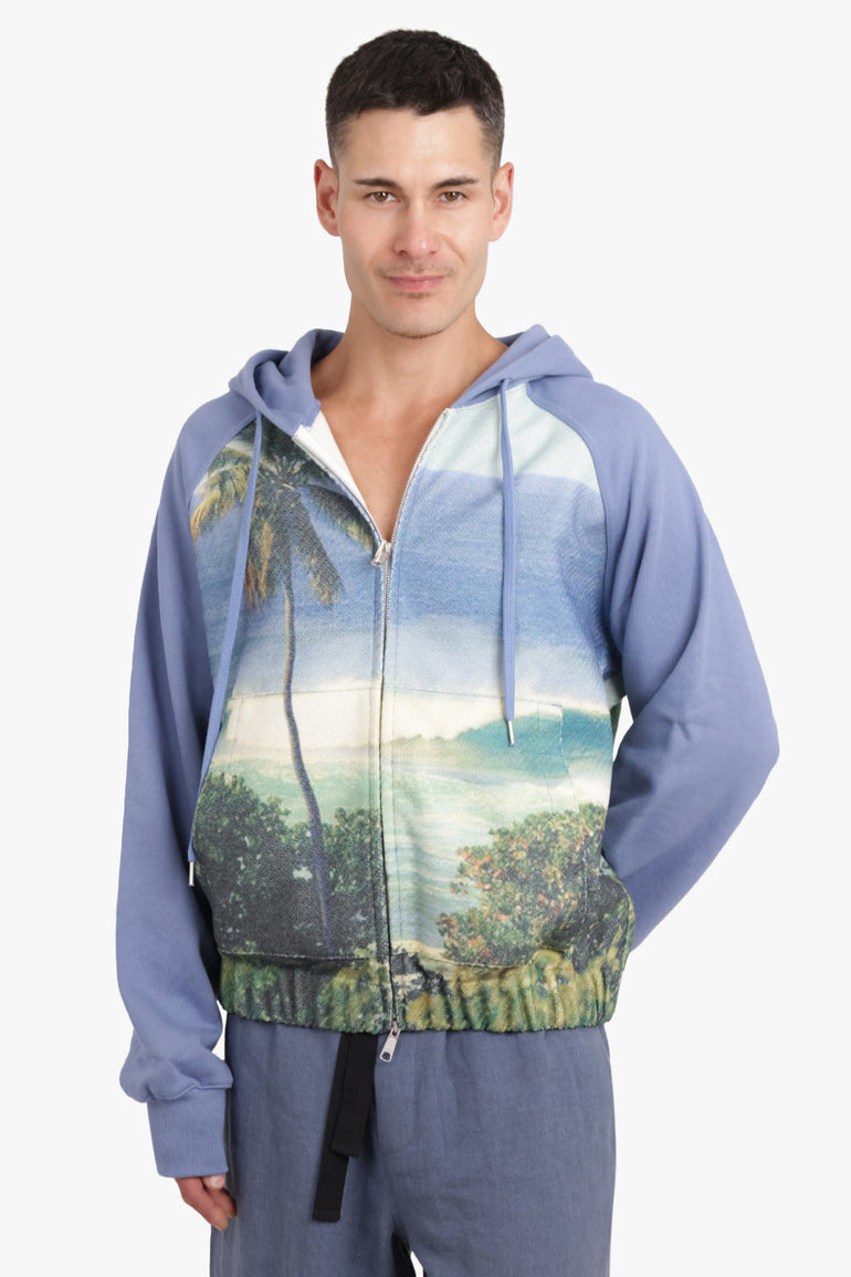 AFTER PRAY RTW FULL PRINT PANEL HOODY ZIP-UP | LIGHT BLUE