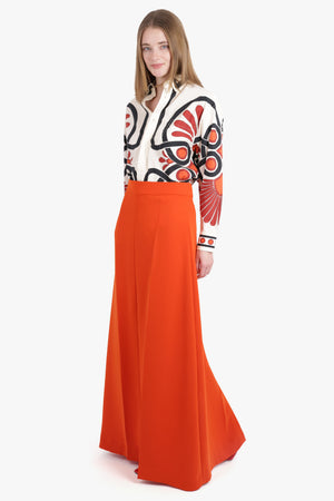 PLAN C RTW Long Line Maxi Skirt | Lobster Orange