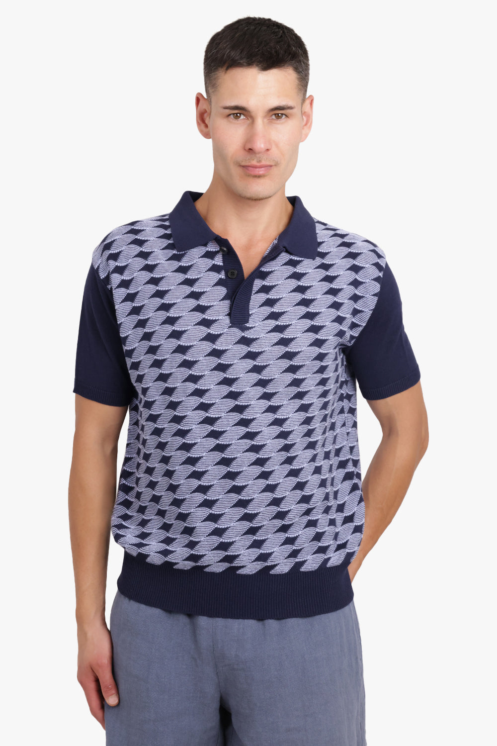 AFTER PRAY RTW KNOTTED KNIT POLO | NAVY