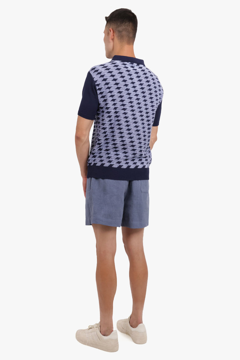 AFTER PRAY RTW KNOTTED KNIT POLO | NAVY