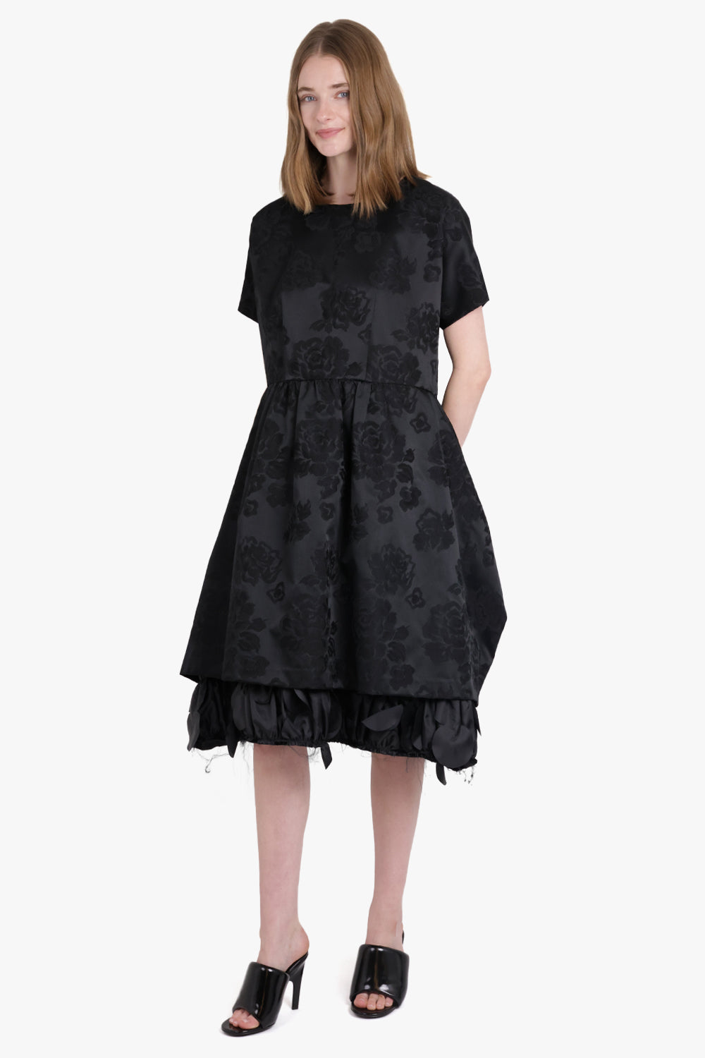 COMME DES GARCONS RTW Floral Pattern Jacquard Dress | Black