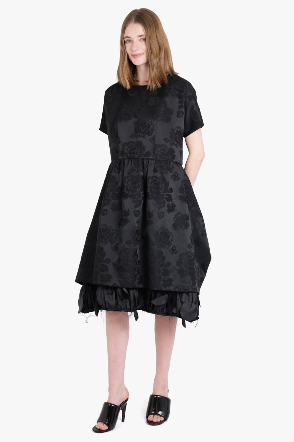 COMME DES GARCONS RTW Floral Pattern Jacquard Dress | Black