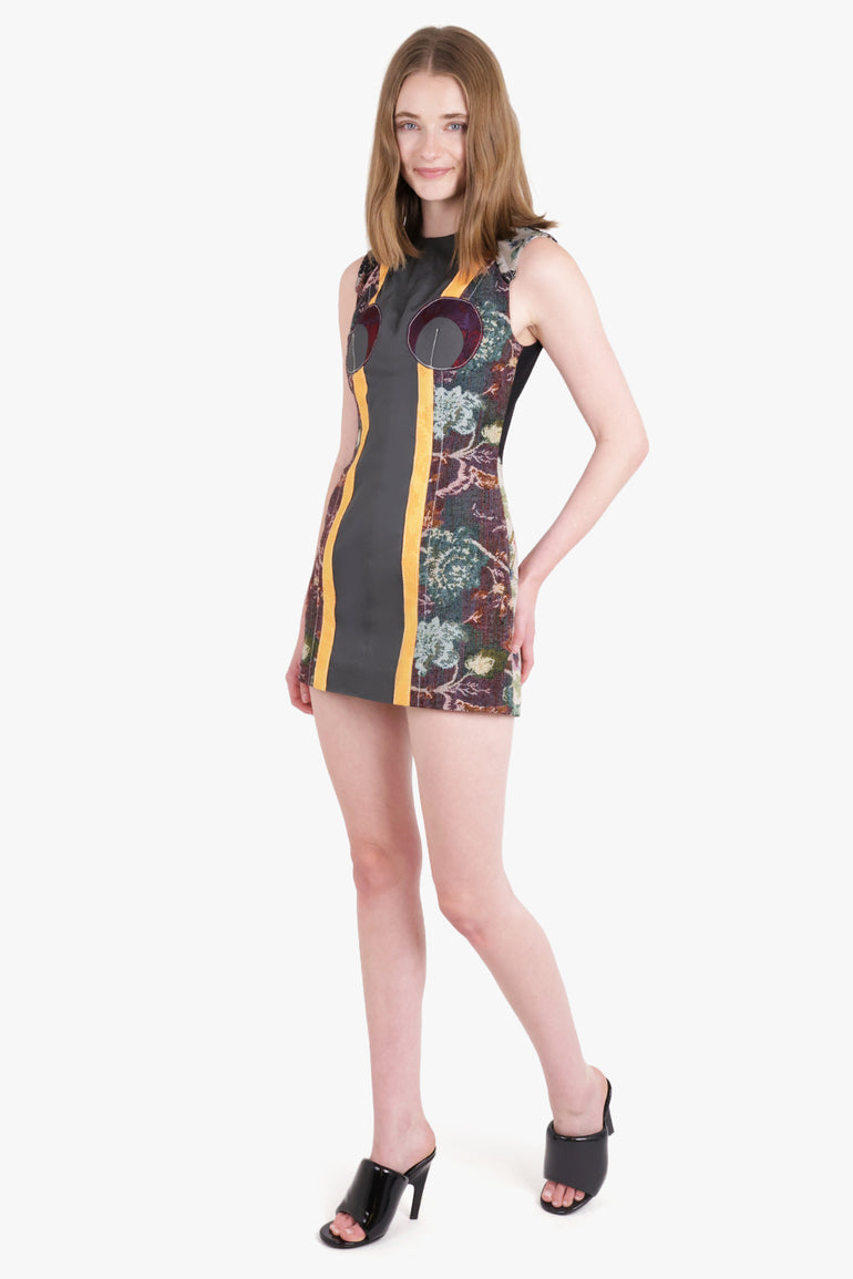 MARINE SERRE RTW Regenerated Floral Tapestries Mini Dress | Multi