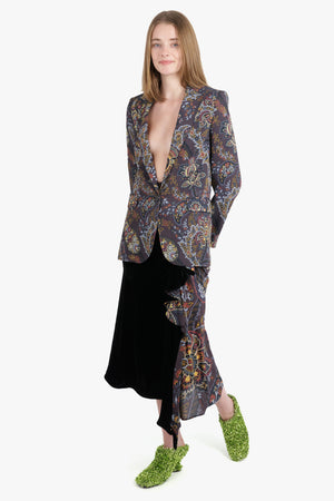 ETRO RTW Single Breasted Floral Print Jacket | Black/Multi