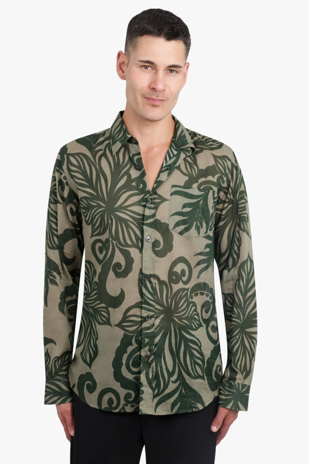 DRIES VAN NOTEN RTW CORBINO FLORAL SHIRT | KHAKI