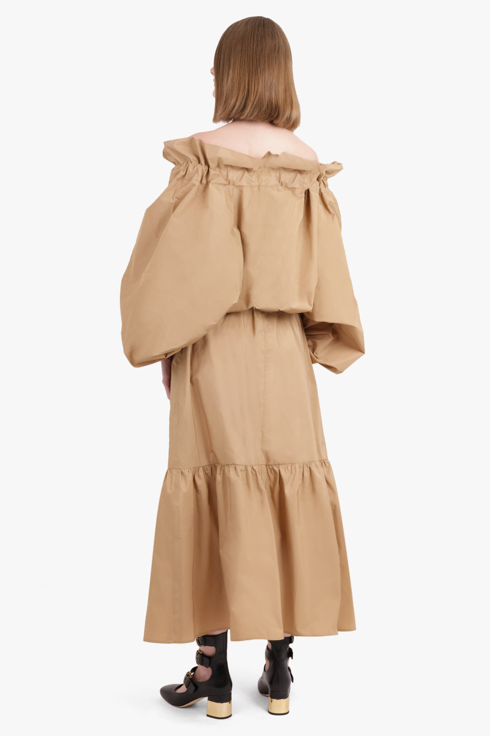 PATOU RTW Maxi Ruched Day Skirt | Sand Beige