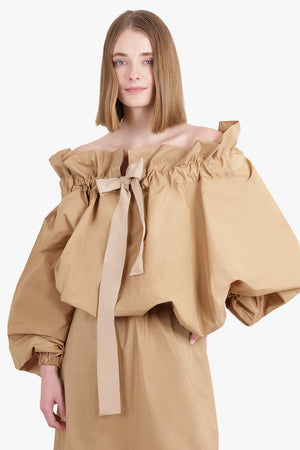 PATOU RTW Iconic Volume Tie Blouse | Sand Beige