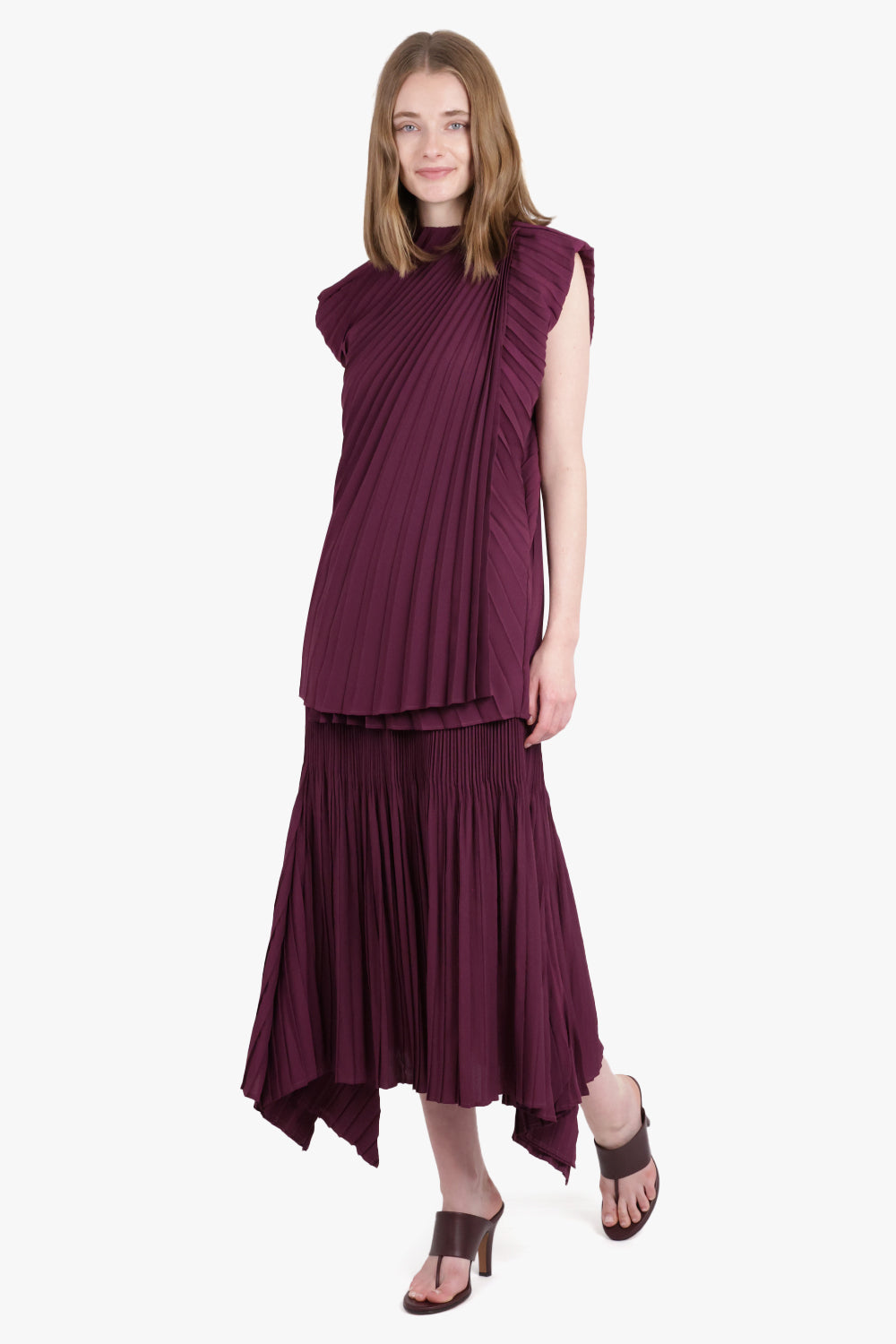 COLVILLE RTW Delphi Pleat Drape Midi Skirt | Mulberry Purple