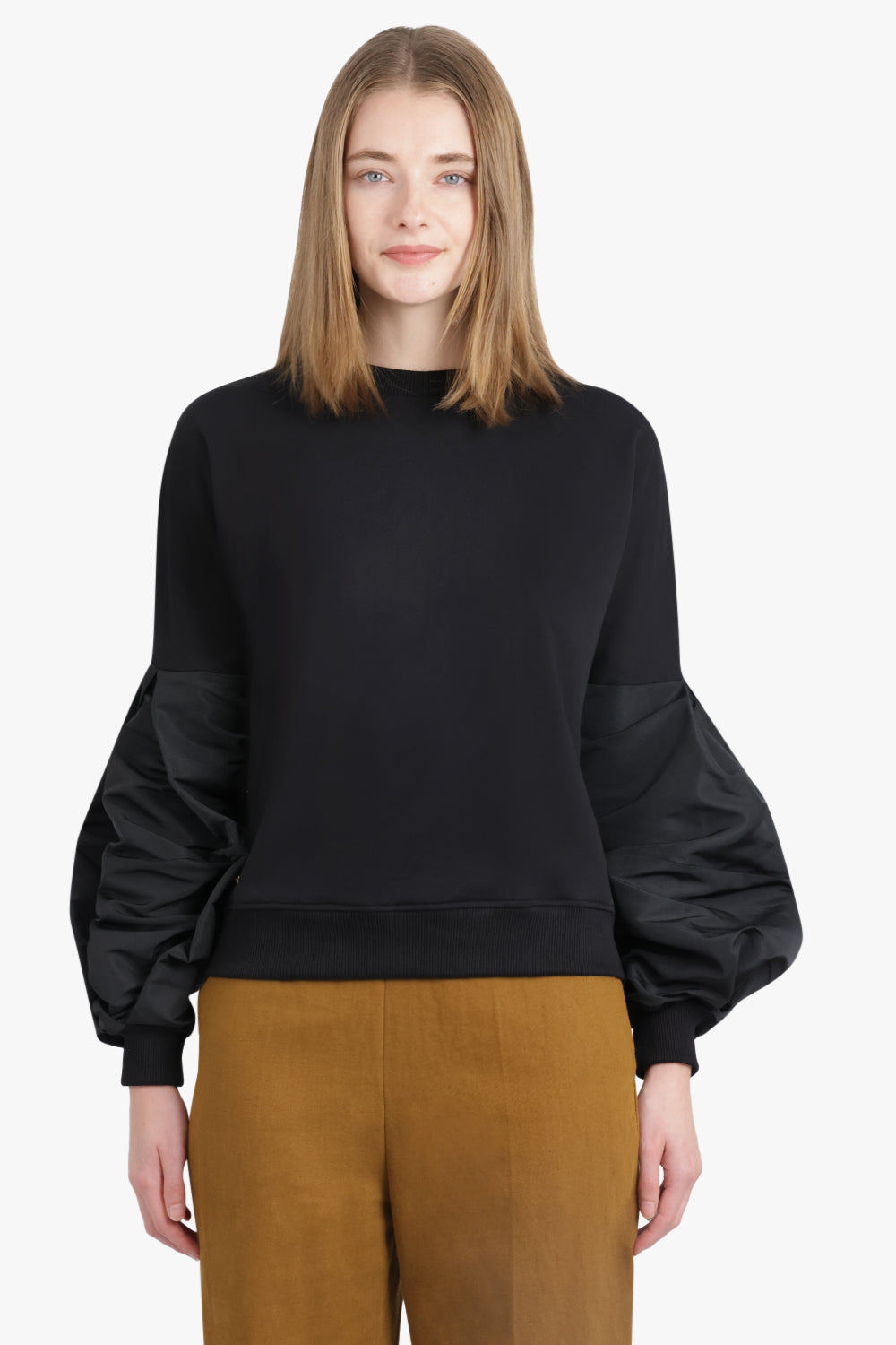 NINA RICCI RTW Crewneck L/S Sweatshirt With Balloon Sleeves | Black