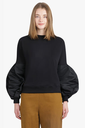 NINA RICCI RTW Crewneck L/S Sweatshirt With Balloon Sleeves | Black