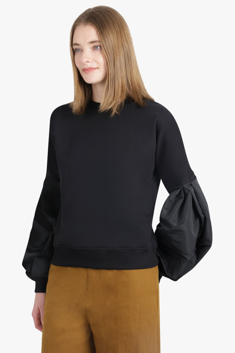 NINA RICCI RTW Crewneck L/S Sweatshirt With Balloon Sleeves | Black