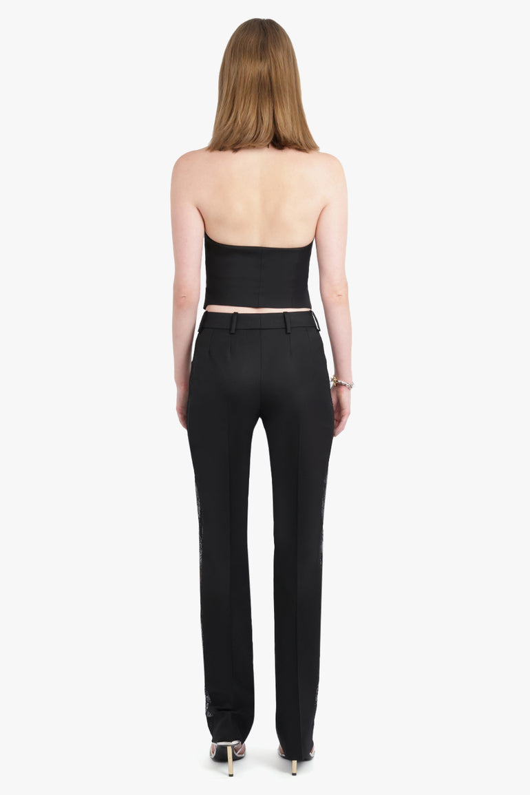 NINA RICCI RTW Lace Side Panel Straight Leg Pant | Black