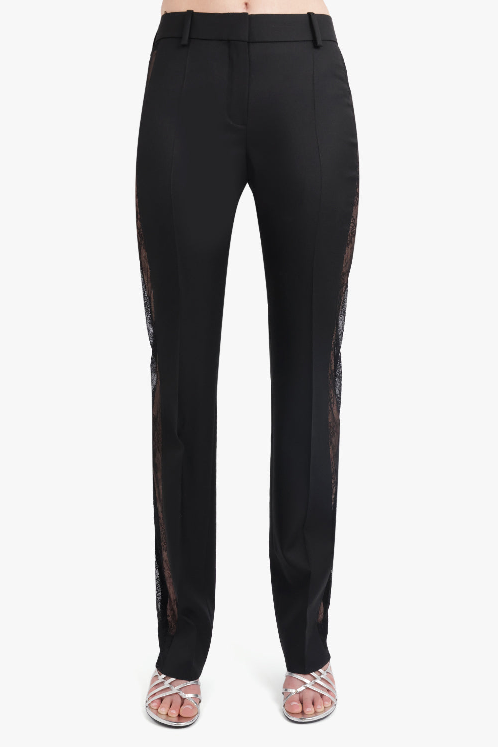 NINA RICCI RTW Lace Side Panel Straight Leg Pant | Black