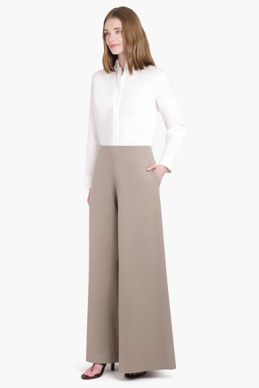 THE ROW RTW Dela Wide Leg Pant | Grey Taupe