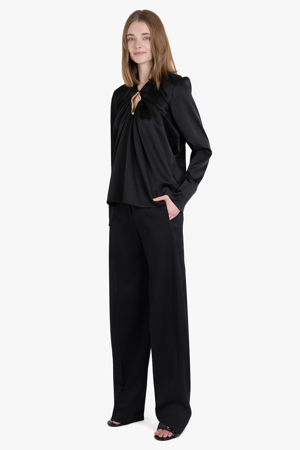 LANVIN RTW Draped Long Sleeve Top | Black