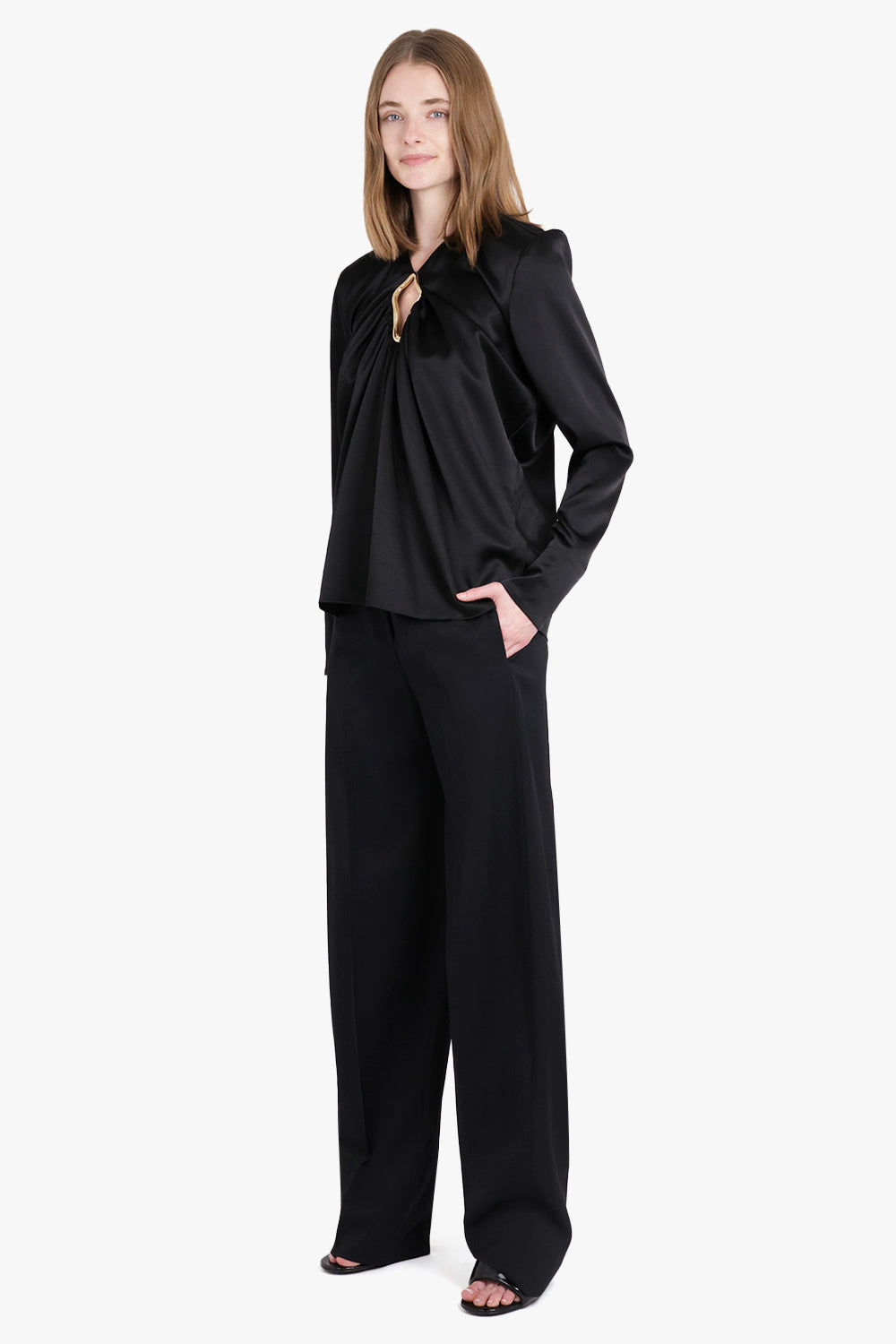 LANVIN RTW Draped Long Sleeve Top | Black