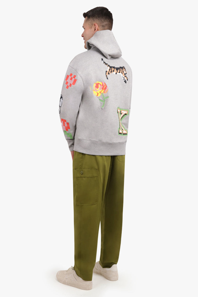 KENZO RTW PIXEL OVERSIZE HOODIE | PEARL GREY