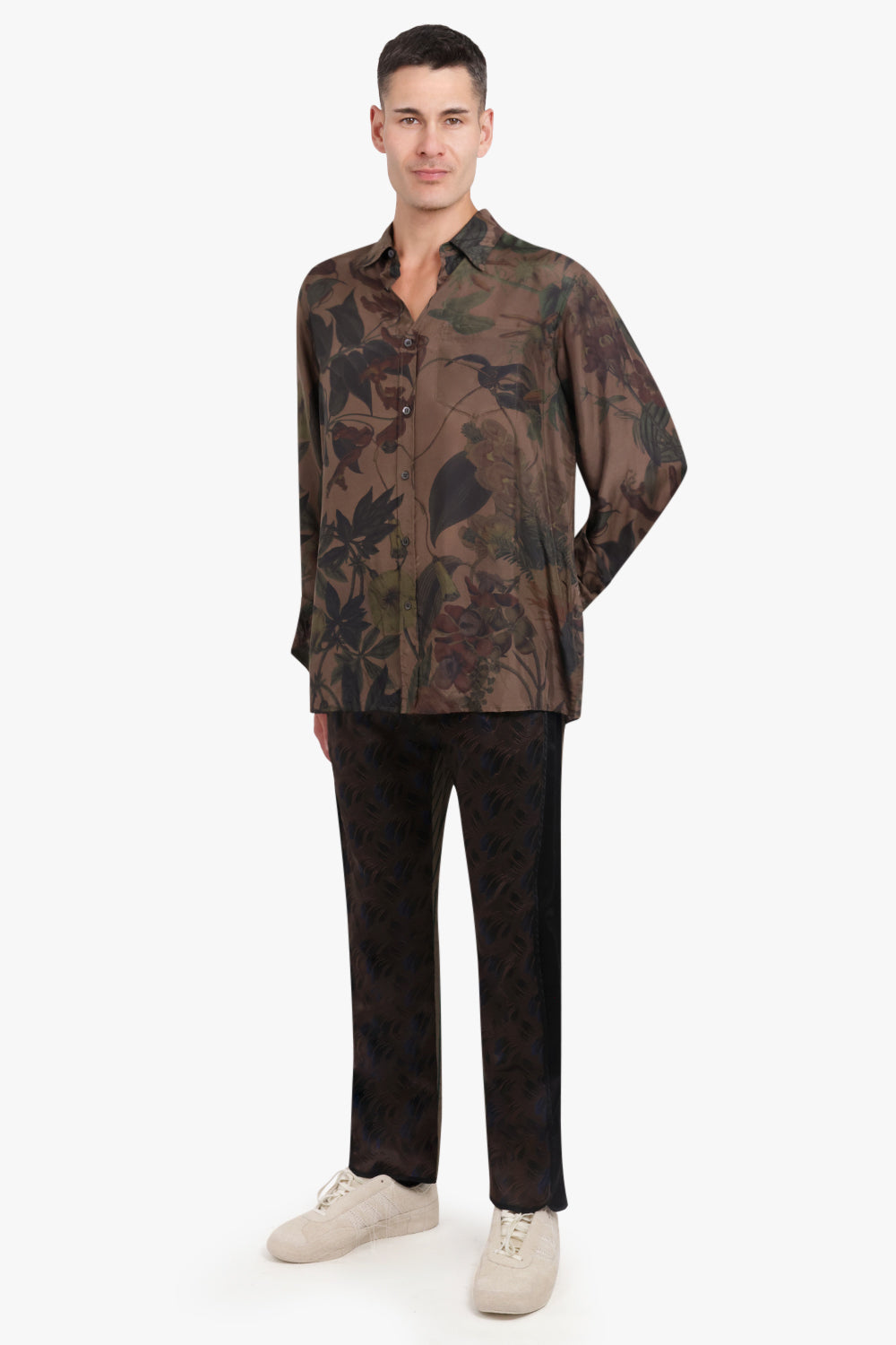 DRIES VAN NOTEN RTW Corbino Lightweight Printed Shirt | Brown