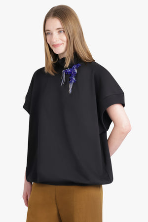 DRIES VAN NOTEN RTW Halovara S/S Top With Embellished Detail | Black