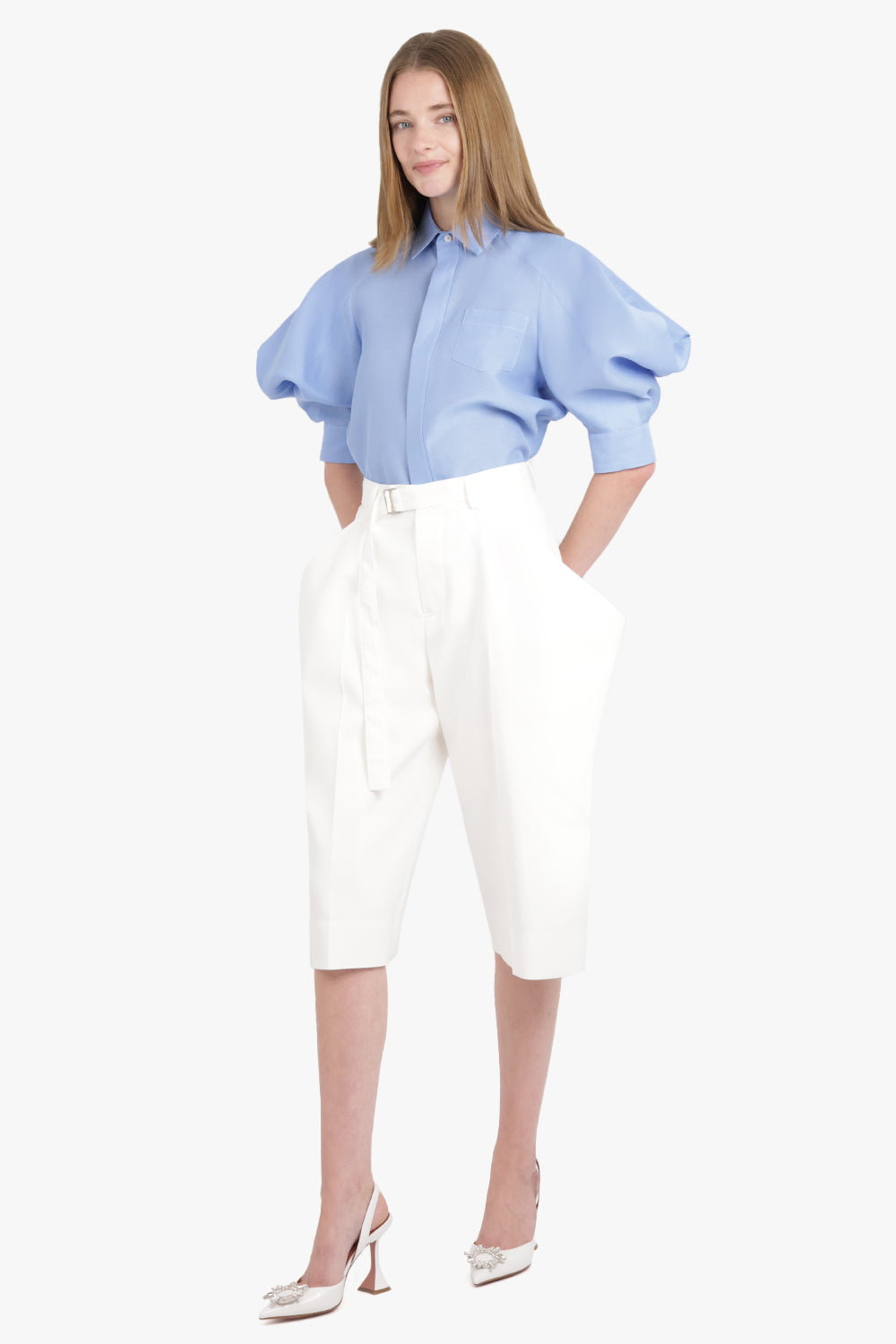 SACAI RTW L/S Shirt with Exaggerated Wing Sleeve | Blue