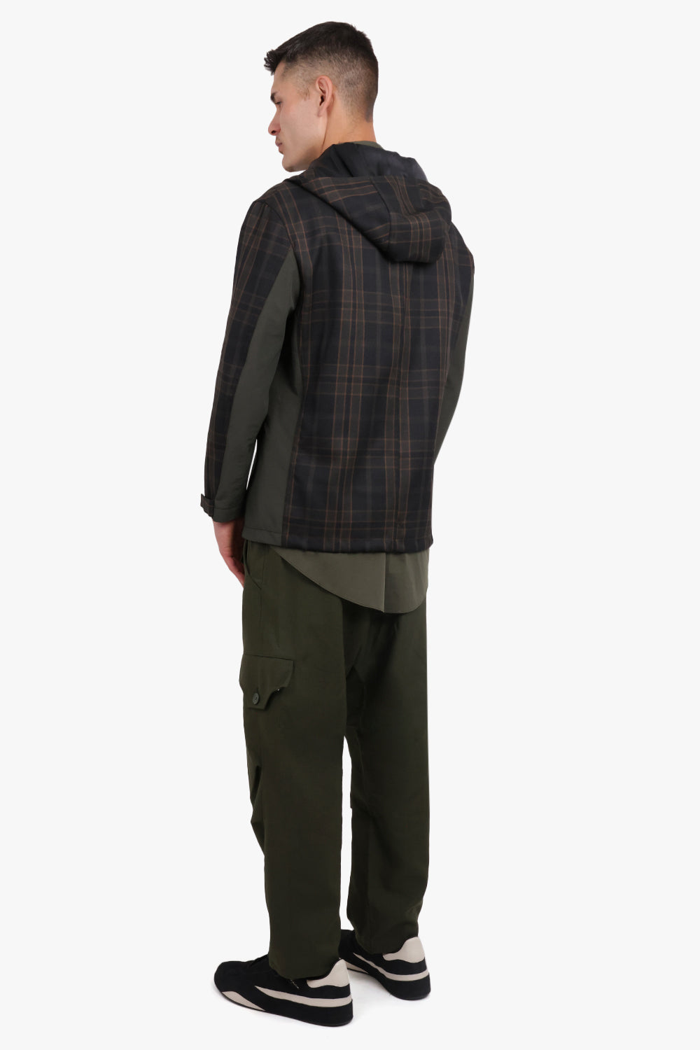 COMME DES GARCONS HOMME RTW Check Print Parker Jacket With Pocket Detail | Green/Black