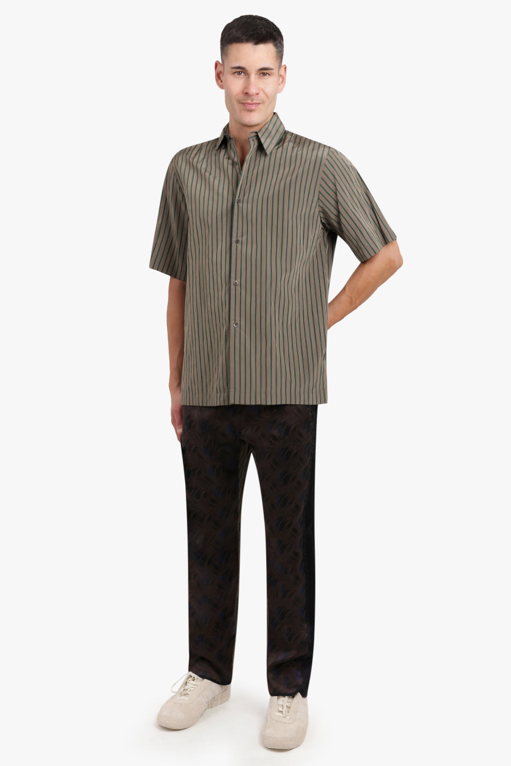 DRIES VAN NOTEN RTW CLASEN STRIPE SHIRT | UMBER