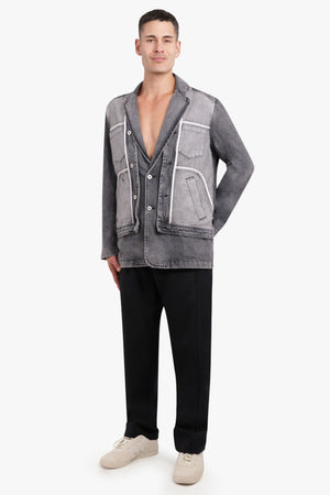 FENG CHEN WANG RTW INSIDE OUT PATCHED DENIM JACKET | BLACK