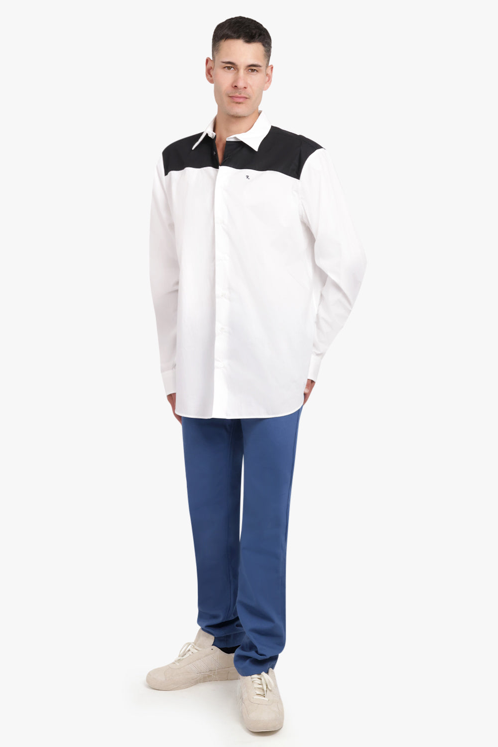 RAF SIMONS RTW BICOLOUR AMERICANO SHIRT | WHITE/BLACK